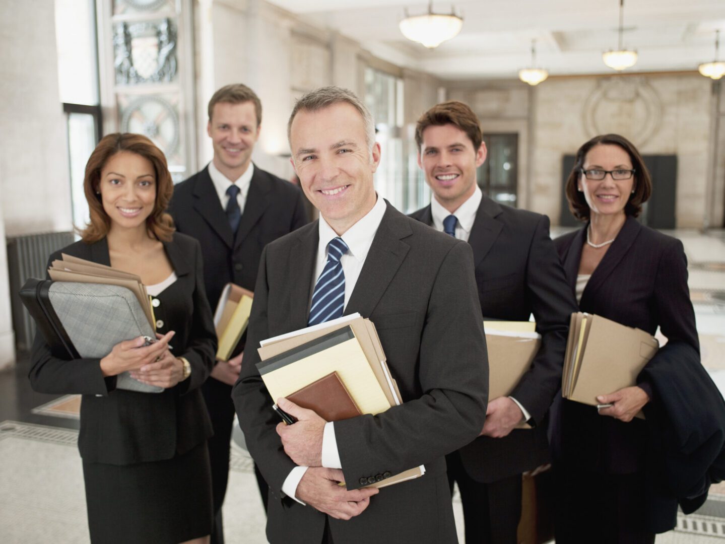Group of smiling businesspeople in office